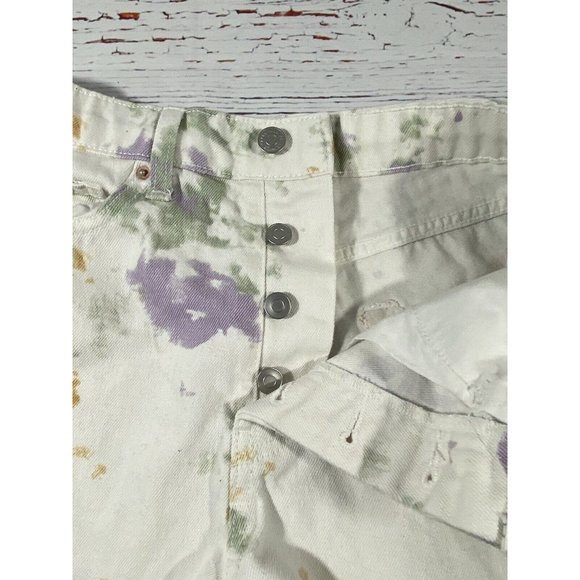 Wild Fable Jean Shorts Size 2 High Rise Cutoff White Tie Dye Button Fly Denim - Picture 7 of 11